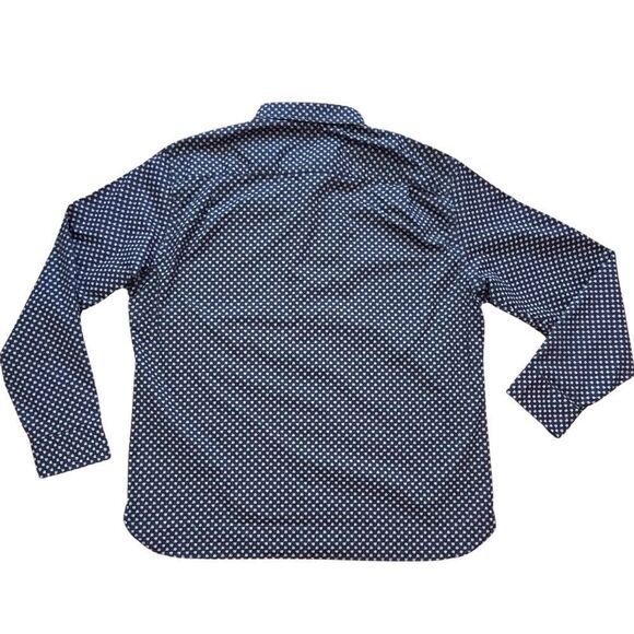 Stain Shield Never Tuck Long Sleeve Regular Fit Floral Navy Shirt - Picture 4 of 12